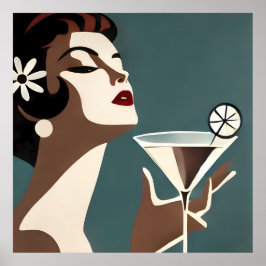 Mid Century Modern Art The Martini DIva ポスター