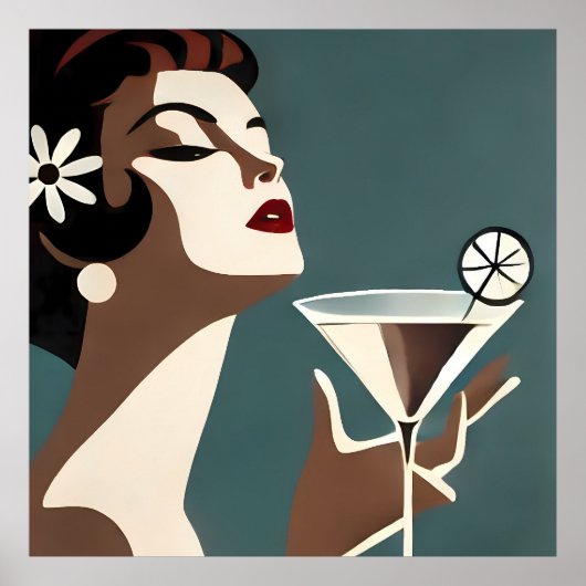 Mid Century Modern Art The Martini DIva ポスター (正面)