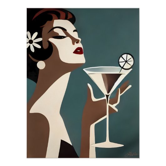 Mid Century Modern Art The Martini DIva ポスター (正面)