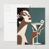 Mid Century Modern Art The Martini DIva ポストカード (正面/裏面)
