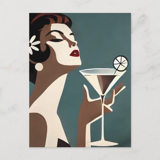 Mid Century Modern Art The Martini DIva ポストカード (正面)