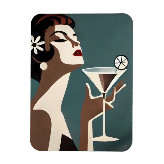 Mid Century Modern Art The Martini DIva マグネット (縦)