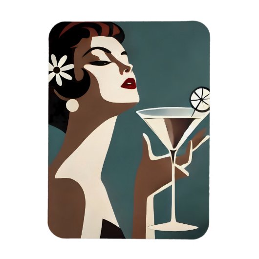 Mid Century Modern Art The Martini DIva マグネット (縦)
