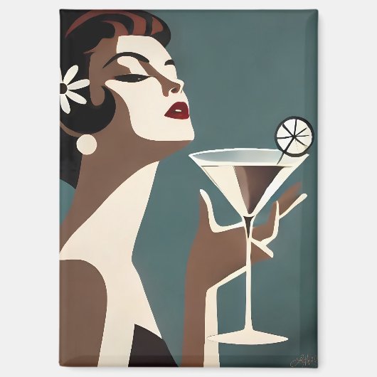 Mid Century Modern Art The Martini DIva マグネット (正面)