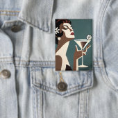 Mid Century Modern Art The Martini DIva 缶バッジ (インサイチュ)