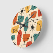 Mid Century Modern Atomic Abstract ラウンド壁時計 (傾斜)
