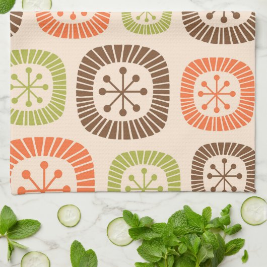 Mid Century Modern Atomic Age キッチンタオル (折り畳み)