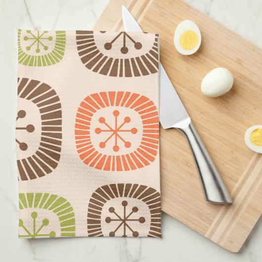 Mid Century Modern Atomic Age キッチンタオル (四つ折り)