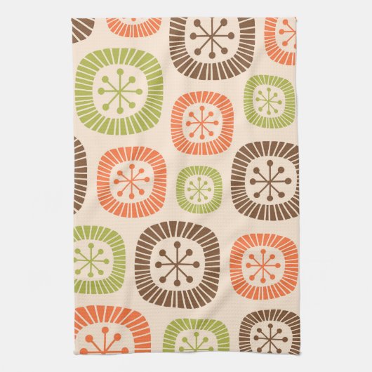 Mid Century Modern Atomic Age キッチンタオル (縦)
