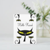 Mid Century Modern Atomic Black Cat Hello Friend (スタンド正面)
