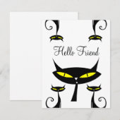 Mid Century Modern Atomic Black Cat Hello Friend (正面/裏面)