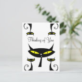 Mid Century Modern Atomic Cat Thinking of You ポストカード (スタンド正面)