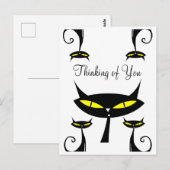 Mid Century Modern Atomic Cat Thinking of You ポストカード (正面/裏面)