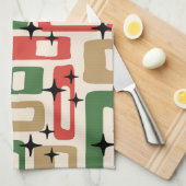 Mid Century Modern Atomic Christmas キッチンタオル (四つ折り)
