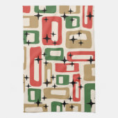Mid Century Modern Atomic Christmas キッチンタオル (縦)
