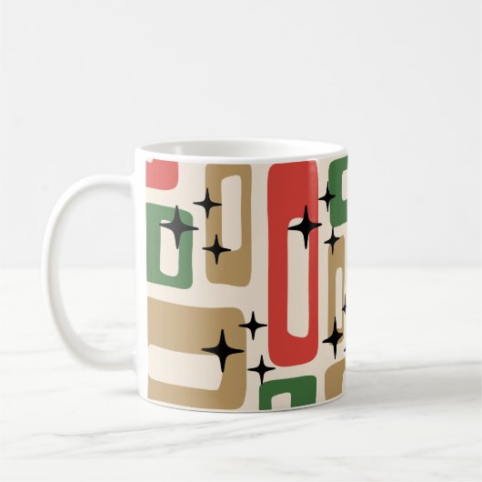 Mid Century Modern Atomic Christmas コーヒーマグカップ (左)