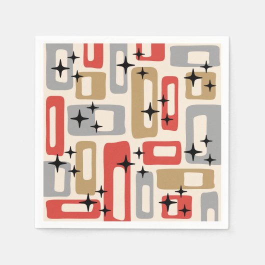Mid Century Modern Atomic Christmas スタンダードカクテルナプキン (正面)
