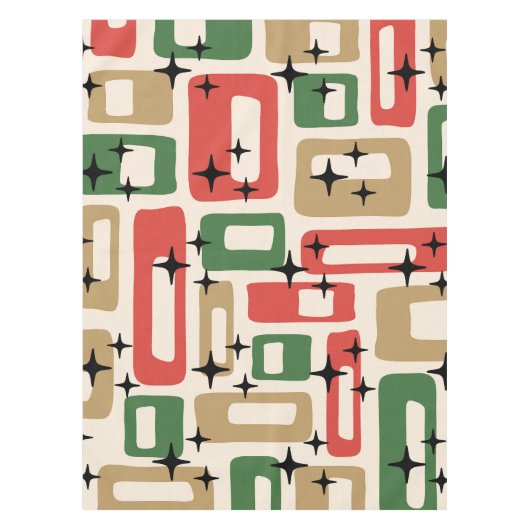 Mid Century Modern Atomic Christmas テーブルクロス (正面)