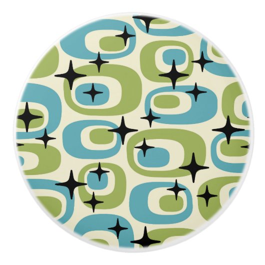 Mid Century Modern Atomic Pattern セラミックノブ (正面)