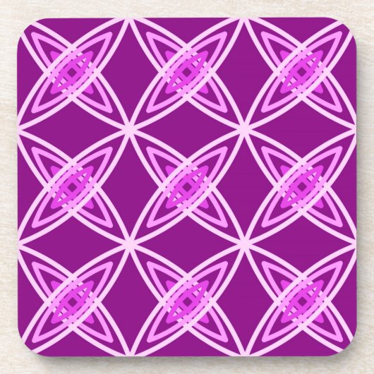 Mid Century Modern Atomic Print - Amethyst Purple コースター (正面)