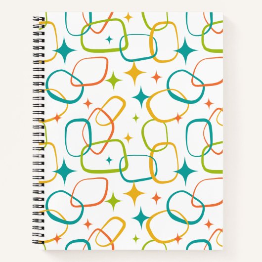 Mid-Century Modern Atomic Sparkle Retro Notebook ノートブック (正面)