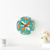 Mid Century Modern Atomic Starburst ラウンド壁時計 (ホーム)