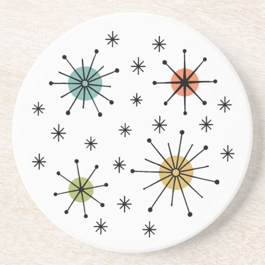 Mid Century Modern Atomic Starburst Pattern コースター (正面)