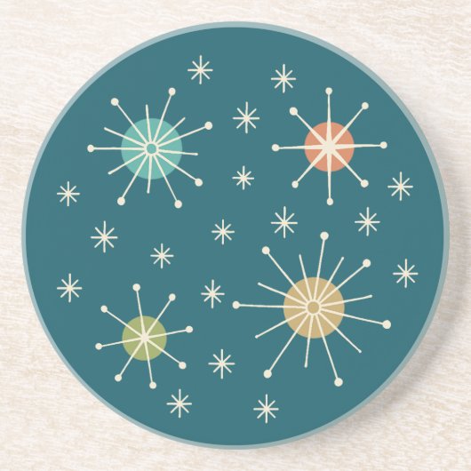 Mid Century Modern Atomic Starburst Pattern コースター (正面)