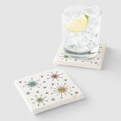 Mid Century Modern Atomic Starburst Pattern ストーンコースター (横)