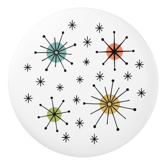 Mid Century Modern Atomic Starburst Pattern セラミックノブ (正面)