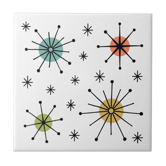 Mid Century Modern Atomic Starburst Pattern タイル (正面)