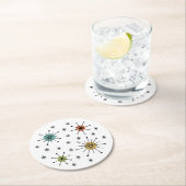 Mid Century Modern Atomic Starburst Pattern ラウンドペーパーコースター (インサイチュ)