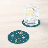 Mid Century Modern Atomic Starburst Pattern ラウンドペーパーコースター (インサイチュ)