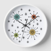 Mid Century Modern Atomic Starburst Pattern 壁時計 (正面)