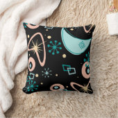 Mid Century Modern Atomic Starburst Retro Black クッション (ブランケット)