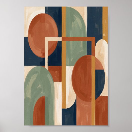 Mid Century Modern Bauhaus Abstract Art Print ポスター (正面)