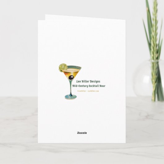 Mid Century Modern Bauhaus Cocktail Hour Martini カード (裏面)