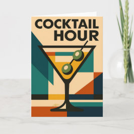 Mid Century Modern Bauhaus Cocktail Hour Martini カード