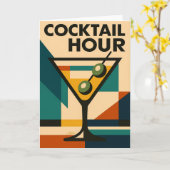 Mid Century Modern Bauhaus Cocktail Hour Martini カード (黄色い花)