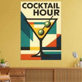 Mid Century Modern Bauhaus Cocktail Hour Martini キャンバスプリント