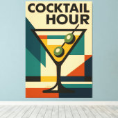 Mid Century Modern Bauhaus Cocktail Hour Martini キャンバスプリント (インサイチュ (ウッドフロア))
