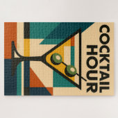 Mid Century Modern Bauhaus Cocktail Hour Martini ジグソーパズル (横)