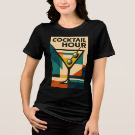 Mid Century Modern Bauhaus Cocktail Hour Martini トライブレンドＴシャツ