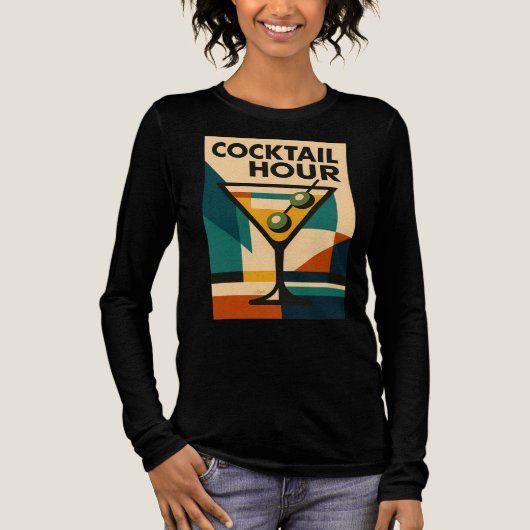 Mid Century Modern Bauhaus Cocktail Hour Martini トライブレンドＴシャツ (正面)