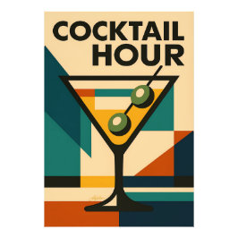 Mid Century Modern Bauhaus Cocktail Hour Martini フォトプリント