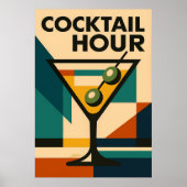 Mid Century Modern Bauhaus Cocktail Hour Martini ポスター (正面)