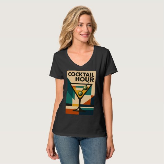 Mid Century Modern Bauhaus Cocktail Hour Martini Tシャツ (正面フル)