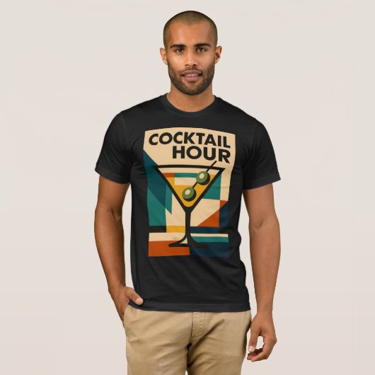 Mid Century Modern Bauhaus Cocktail Hour Martini Tシャツ (正面フル)