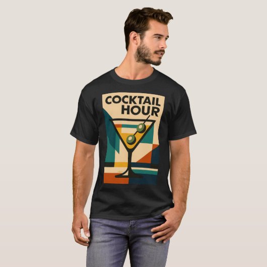 Mid Century Modern Bauhaus Cocktail Hour Martini Tシャツ (正面フル)