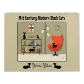 Mid Century Modern Black Cats カレンダー (カバー)